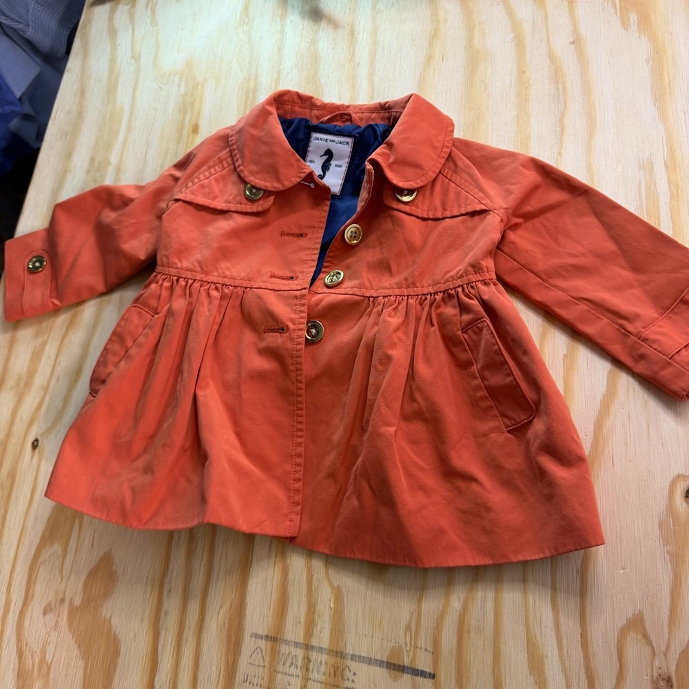 Janie and Jack Toddler Girls‎ Swing Coat Jacket Orange Size 6-12 Months